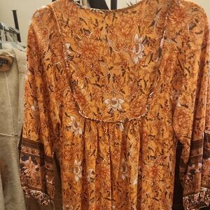 Floral Orange Midi Dress